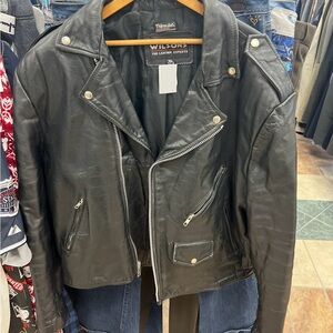 Wilson Black Leather Biker Jacket